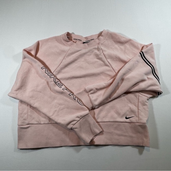 Nike Pro Dri-FIT Pink Cropped Sweatshirt Women’s M Medium Raglan Sleeve Logo - Picture 5 of 6